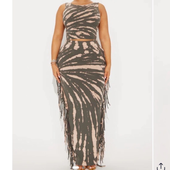 Fashion nova Festival Nights Maxi Skirt Set - Olive/combo - Picture 1 of 6